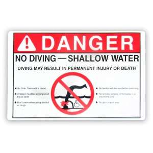 No Diving Shallow Water-Label- - SAFETY